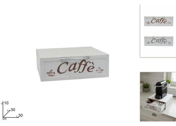 PORTACIALDE CASSETTO LEGNO 30X30X10 SCRITTA CAFFE 2ASS ART.DEV25018831
