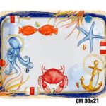 VASSOIO CAFFE MEL 30X21,5CM DECORAZIONE IN FONDO AL MARE