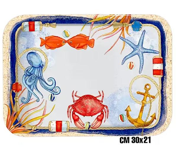 VASSOIO CAFFE MEL 30X21,5CM DECORAZIONE IN FONDO AL MARE VASSOIO CAFFE MEL 30X21,5CM DECORAZIONE IN FONDO AL MARE