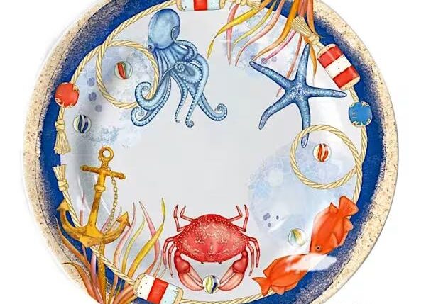PIATTO PIANO MEL 23CM DECORAZIONE IN FONDO AL MARE
