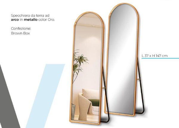 SPECCHIO C/CORNICE METALLO STONDATO 37X147 CM GOLD ART.S36456/53