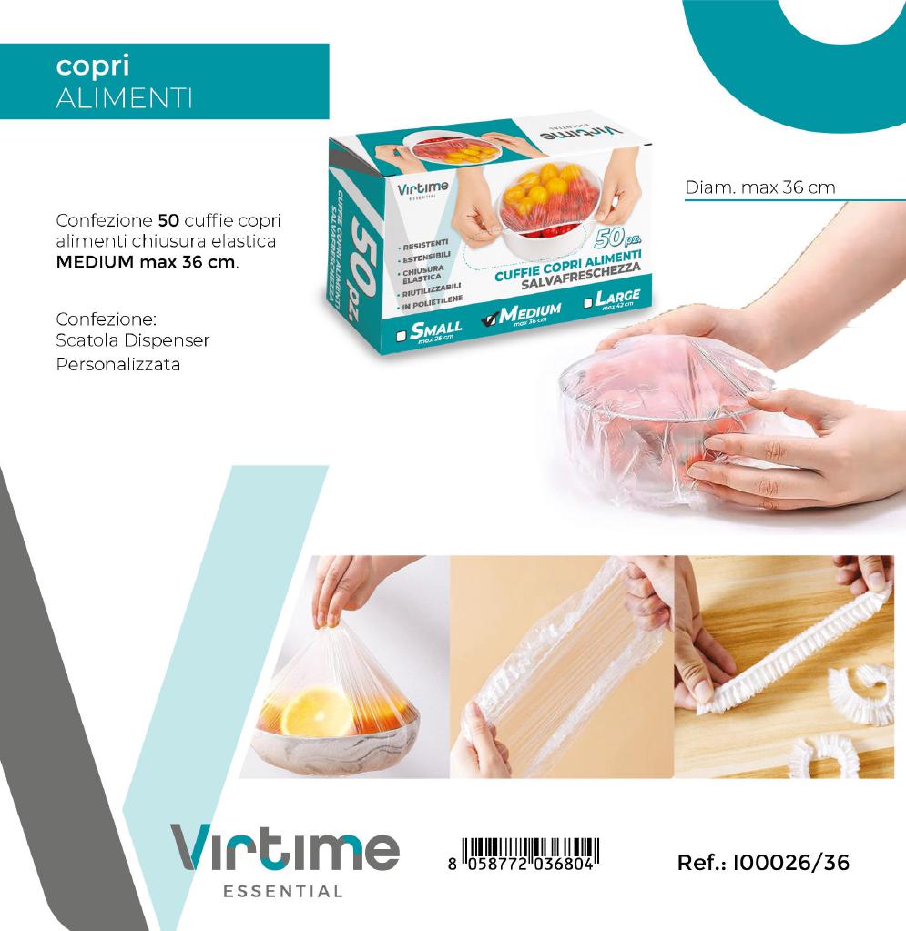 CUFFIE COPRI ALIMENTI MEDIUM 36 CM 50 PZ ART.I00026/36 CUFFIE COPRI ALIMENTI MEDIUM 36 CM 50 PZ ART.I00026/36