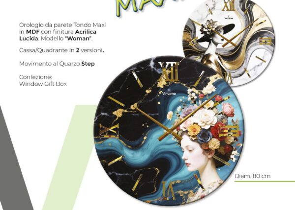 OROLOGIO PARETE MDF ACRYLIC D.80 WOMAN 2 SOG.ASS. ART.1163/02