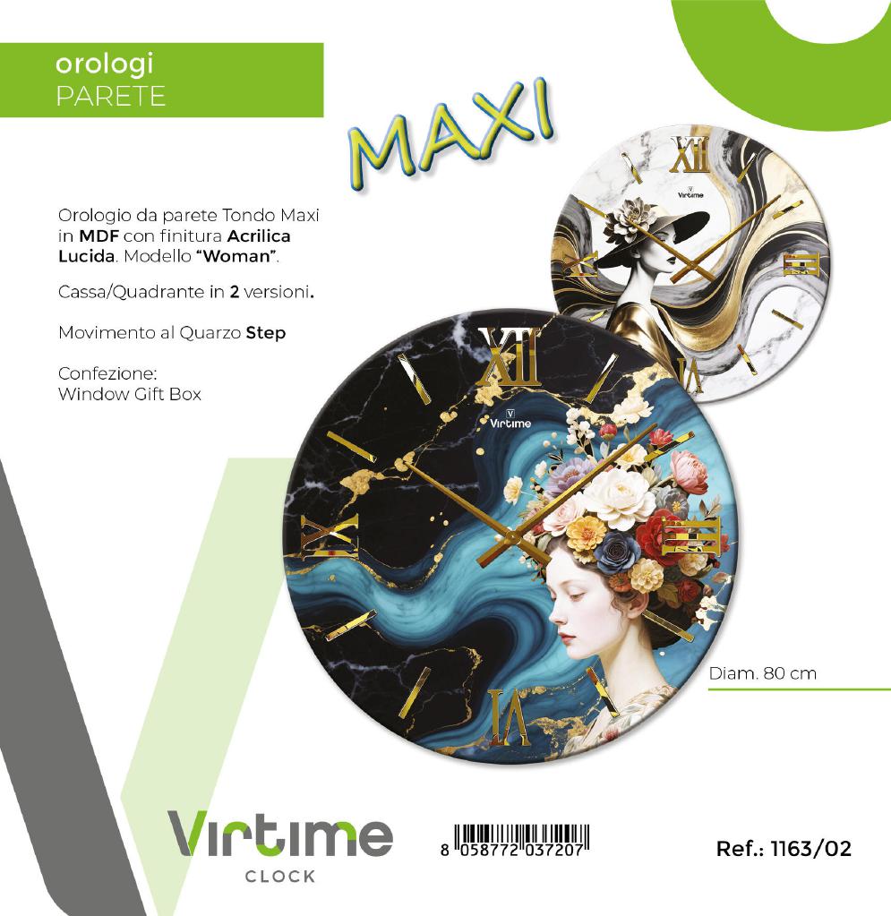 OROLOGIO PARETE MDF ACRYLIC D.80 WOMAN 2 SOG.ASS. ART.1163/02 OROLOGIO PARETE MDF ACRYLIC D.80 WOMAN 2 SOG.ASS. ART.1163/02