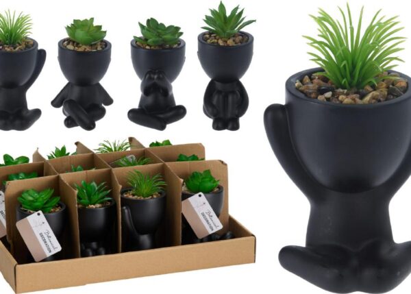 PIANTA IN VASO NERO ORNAMENTALE VARI MODELLI 13 CM 4 ASS ART.837900300
