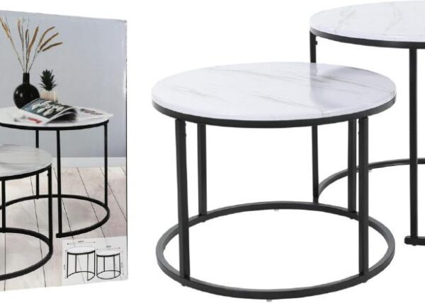 TAVOLINI SET/2 MDF/MELANINA 30/40CM BIANCO ART.MB9000020