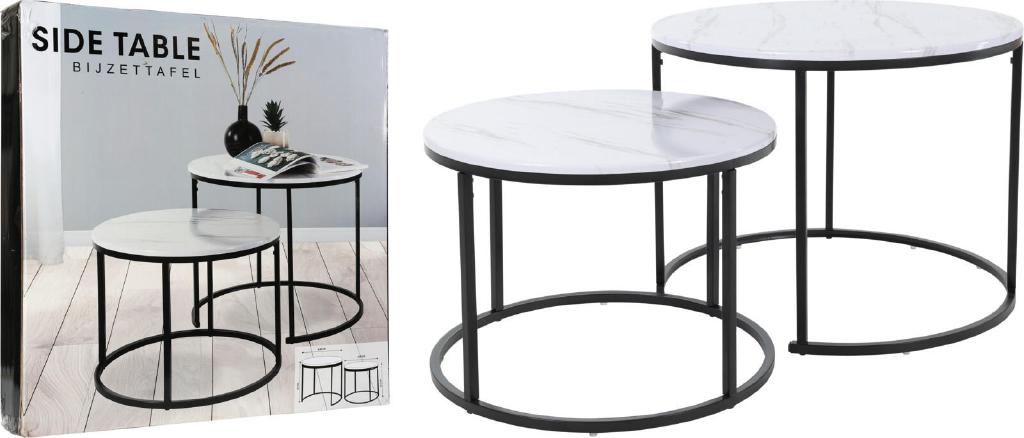 TAVOLINI SET/2 MDF/MELANINA 30/40CM BIANCO ART.MB9000020 TAVOLINI SET/2 MDF/MELANINA 30/40CM BIANCO ART.MB9000020