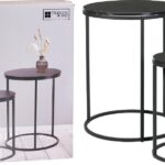 TAVOLINI SET/2 METALLO/MDF DECO MARMO NERO ART.MB9000050