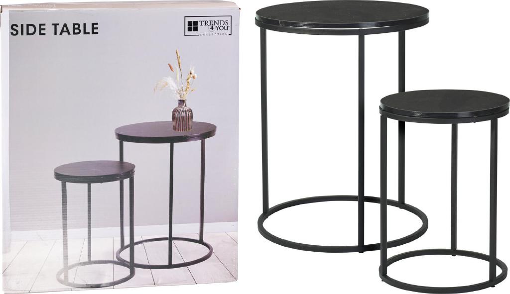 TAVOLINI SET/2 METALLO/MDF DECO MARMO NERO ART.MB9000050 TAVOLINI SET/2 METALLO/MDF DECO MARMO NERO ART.MB9000050
