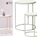TAVOLINI SET/2 METAL/MDF 40/50CM BIANCO ART.MB9000070
