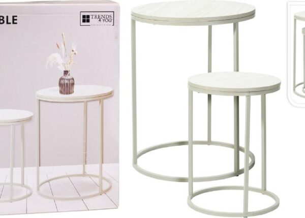 TAVOLINI SET/2 METAL/MDF 40/50CM BIANCO ART.MB9000070