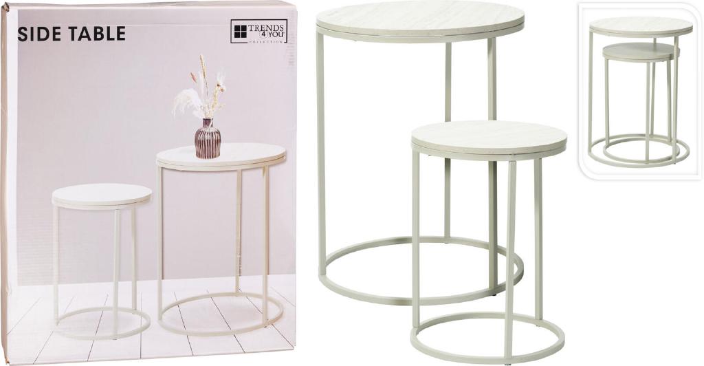 TAVOLINI SET/2 METAL/MDF 40/50CM BIANCO ART.MB9000070 TAVOLINI SET/2 METAL/MDF 40/50CM BIANCO ART.MB9000070