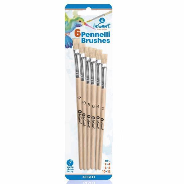 PENNELLI LEGNO 6PZ. PUNTA PIATTA 2-4-6-8-10-12 IN BLISTER BE SMART ART.01050489 PENNELLI LEGNO 6PZ. PUNTA PIATTA 2-4-6-8-10-12 IN BLISTER BE SMART ART.01050489