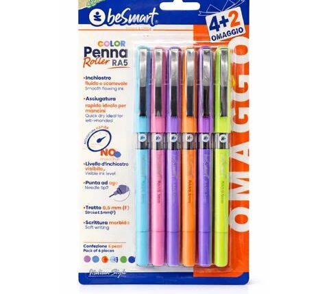 PENNE ROLLER BLISTER 4+2 OMAGGIO RA5 COLOR ASS. BE SMART ART.00300269