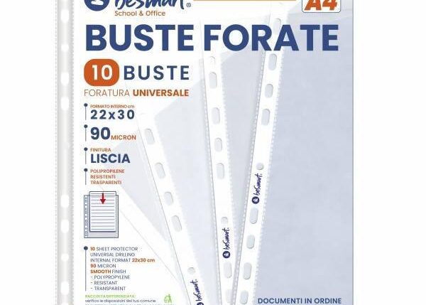 BUSTE FORATE LISCE A4 90MICRON CF 10PZ BESMART ART.01310022