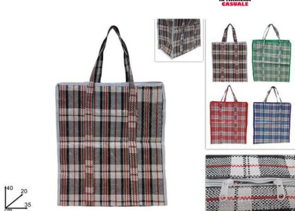 BORSA SHOPPER PLASTIFICATA C/CERNIERA FANTASY 35X40X20CM