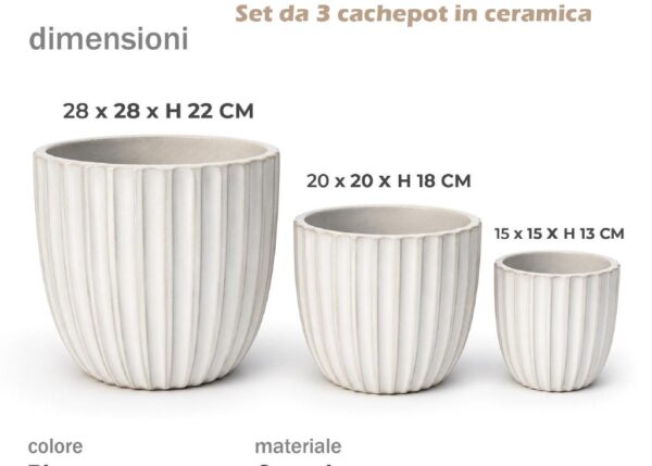 CACHEPOT IN CERAMICA LARGE BIANCO ISCHIA ART.591976-591983