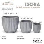 ISCHIA CACHEPOT IN CERAMICA SMALL GRIGIO ART.592010-592041
