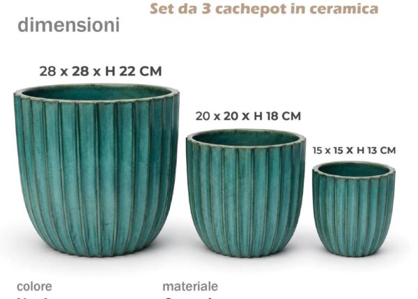 ISCHIA CACHEPOT IN CERAMICA SMALL VERDE ART.592058-592089
