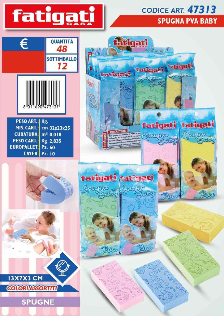 FATIGATI SPUGNA PVA BABY 13*7*3 CM ART.47313 FATIGATI SPUGNA PVA BABY 13*7*3 CM ART.47313