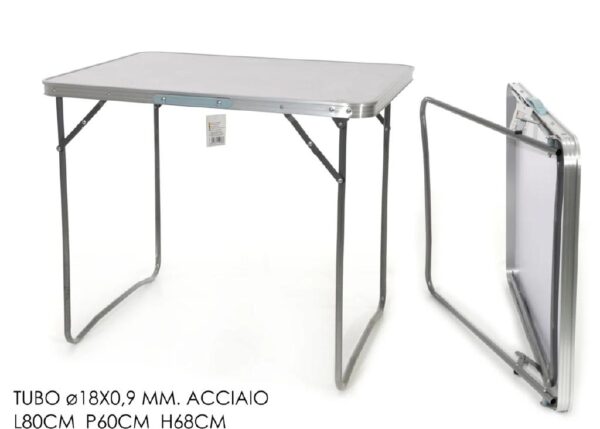 TAVOLO RICHIUDIBILE ALLUMINIO 80X60X68 CM