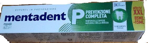 MENTADENT DENTIFRICIO 85 ML + 15 ML PREVENZIONE COMPLETA XXL