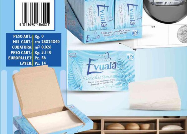 FATIGATI FOGLI EVUALA' X ASCIUGATRICE AZZURRA CLASSICO 12PZ ART.48602