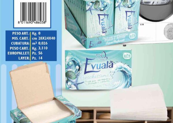 FATIGATI FOGLI EVUALA' X ASCIUGATRICE BLU MARE 12PZ ART.48603