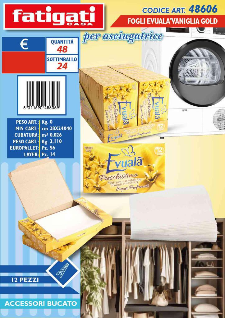 FATIGATI FOGLI EVUALA' X ASCIUGATRICE VANIGLIA GOLD 12PZ ART.48606 FATIGATI FOGLI EVUALA' X ASCIUGATRICE VANIGLIA GOLD 12PZ ART.48606