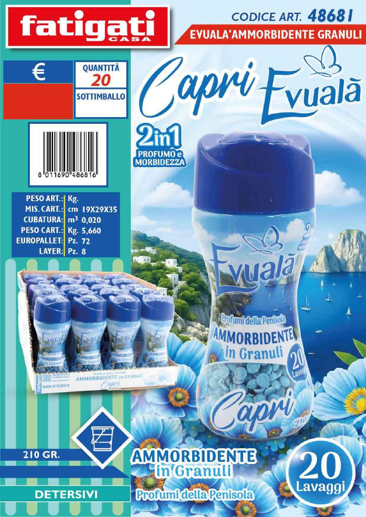 FATIGATI EVUALA' AMMORBIDENTE GRANULI 210 GR CAPRI ART.48681 FATIGATI EVUALA' AMMORBIDENTE GRANULI 210 GR CAPRI ART.48681