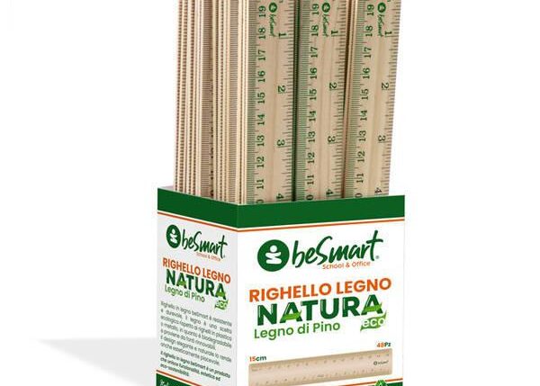 RIGHELLO 15CM IN LEGNO IN DRUM DA 48 PEZZI BE SMART ART.01390025