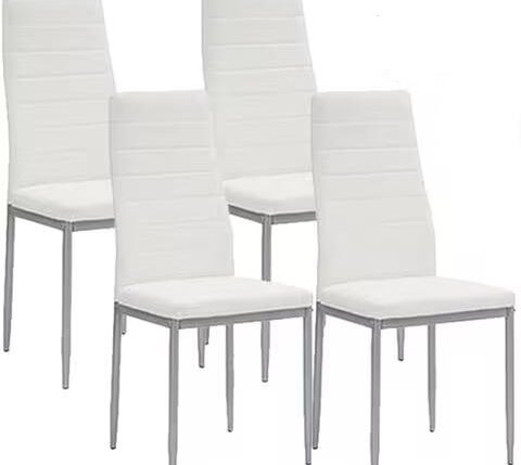 SET 4 SEDIE ANN WHITE BIANCO STRUTTURA SILVER Y-001