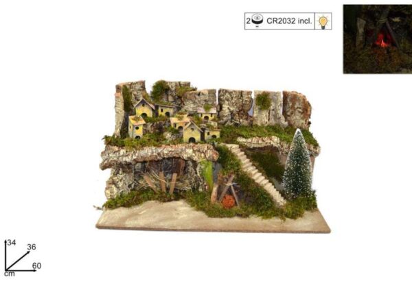PAESAGGIO VUOTO C/FUOCO LED 61X35X35CM SFUSO/BULK ART.FR000147
