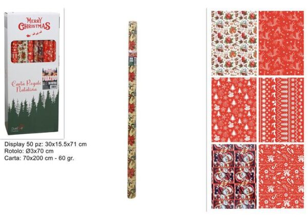 ROTOLO CARTA REGALO NATALIZIA 60GR 70X200CM ASS. ART.XNA14003711