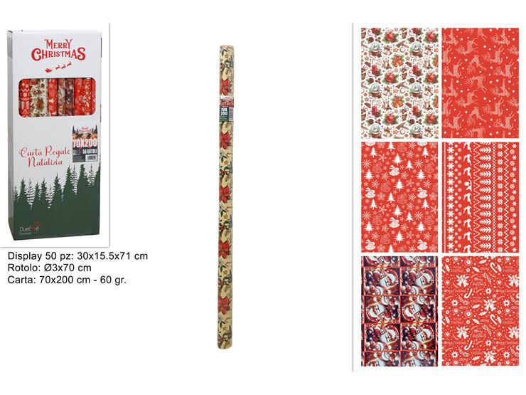 ROTOLO CARTA REGALO NATALIZIA 60GR 70X200CM ASS. ART.XNA14003711 ROTOLO CARTA REGALO NATALIZIA 60GR 70X200CM ASS. ART.XNA14003711