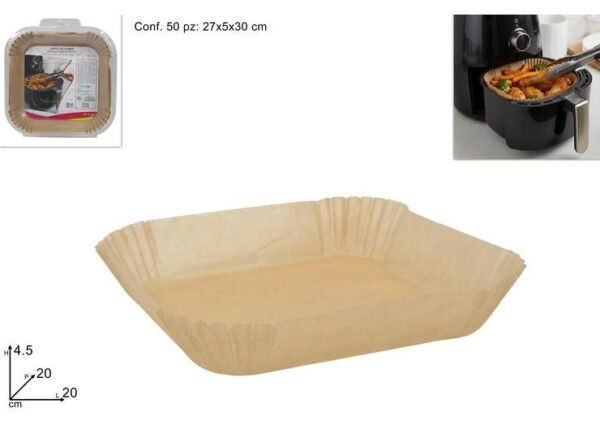 CARTA DA FORNO QUADRATA PER FRIGGITRICE AD ARIA 50PZ 20CM ART.DEV25014151