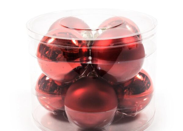 PALLE DI NATALE CONFEZIONE 8 DIAM. 8CM ROSSO LUCIDO E OPACO ART.23517 -