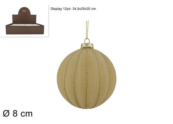 PALLA VETRO 8CM ZUCCHERATA ORO IN DISPLAY ART.XNA23069271
