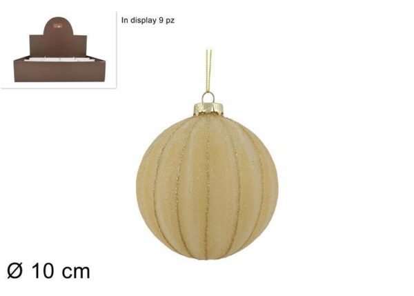 PALLA VETRO 10CM ZUCCHERATA ORO IN DISPLAY ART.XNA23069301