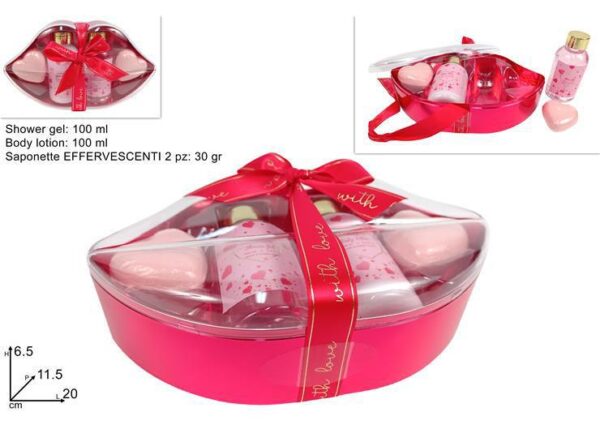 CONFEZIONE REGALO LABBRA SET DA BAGNO 4 PZ ROSSA ART.XSV24001701
