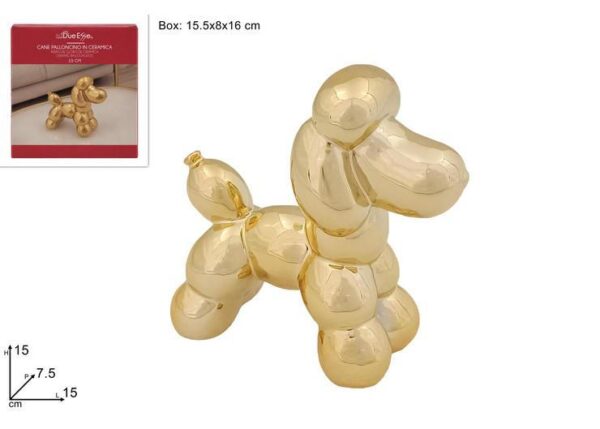CANE PALLONCINO 15CM IN CERAMICA ORO ART.XNA24021281