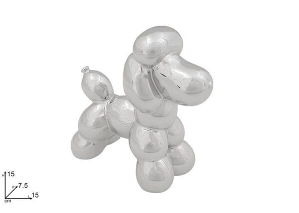 CANE PALLONCINO 15CM IN CERAMICA SILVER ART.XNA24021291