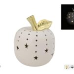 MELA CERAMICA FOGLIA ORO C LUCI 13CM ART.XNA24021351