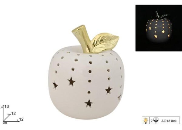 MELA CERAMICA FOGLIA ORO C LUCI 13CM ART.XNA24021351