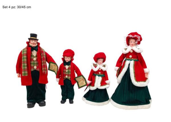 FAMIGLIA NATALIZIA SET 4PZ CON ABITO SCACCHI 30 45CM ART.XNA24060341