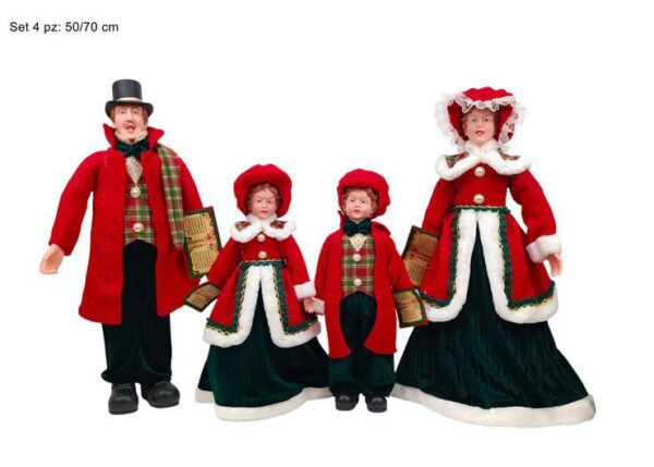 FAMIGLIA NATALIZIA SET 4PZ CON ABITO SCACCHI 50 70CM ART.XNA24060351
