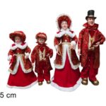 FAMIGLIA NATALIZIA SET 4PZ CON ABITO ROSSO DECORATO 50 65CM ART.XNA24060521