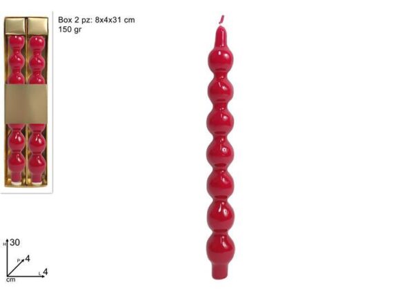 CANDELE PALLINE 30CM 150GR X 2PZ ROSSO ART.XNA24062401