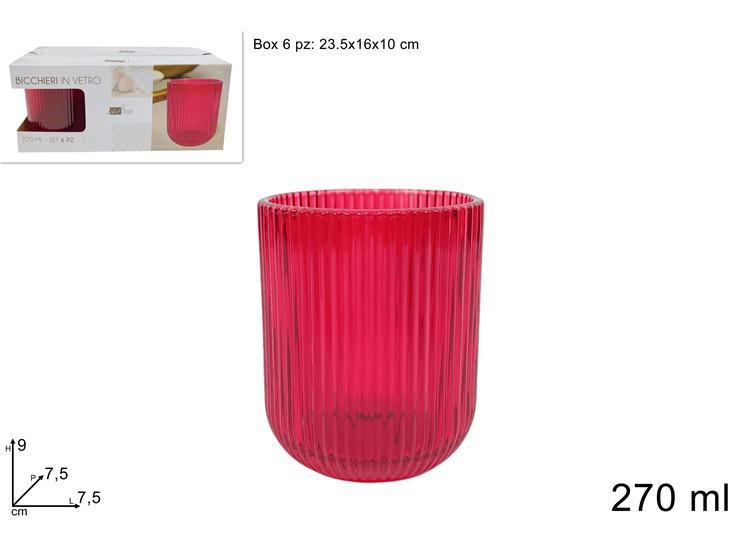 BICCHIERI VETRO 270ML SET 6PEZZI ROSSI RIGATO (F1.30) ART.XNA24075101 BICCHIERI VETRO 270ML SET 6PEZZI ROSSI RIGATO (F1.30) ART.XNA24075101