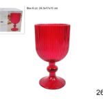 CALICI VINO VETRO 260ML SET 6PEZZI ROSSI RIGATO (F1.58) ART.XNA24075151